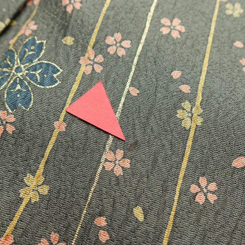 訪問着 良品 正絹 花柄 袷仕立て 身丈159.5cm 裄丈64cm 箔 金彩 フォーマル 着物 黄・黄土色_画像17