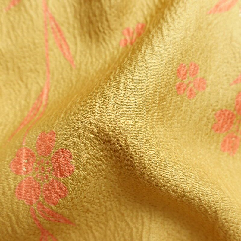 訪問着 良品 正絹 花柄 袷仕立て 身丈159.5cm 裄丈64cm 箔 金彩 フォーマル 着物 黄・黄土色_画像21