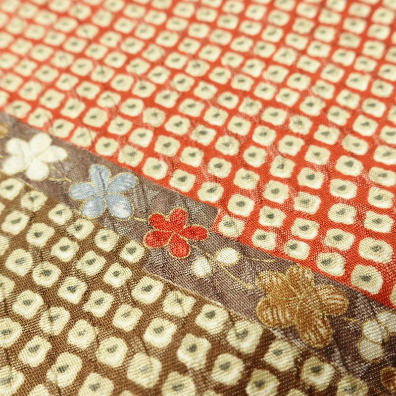 単衣 小紋 ふくれ織 良品 正絹 古典柄 単衣仕立て 身丈158.5cm 裄丈66cm 着物 多色使い_画像8