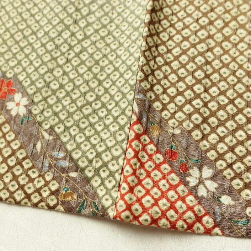 単衣 小紋 ふくれ織 良品 正絹 古典柄 単衣仕立て 身丈158.5cm 裄丈66cm 着物 多色使い_画像11