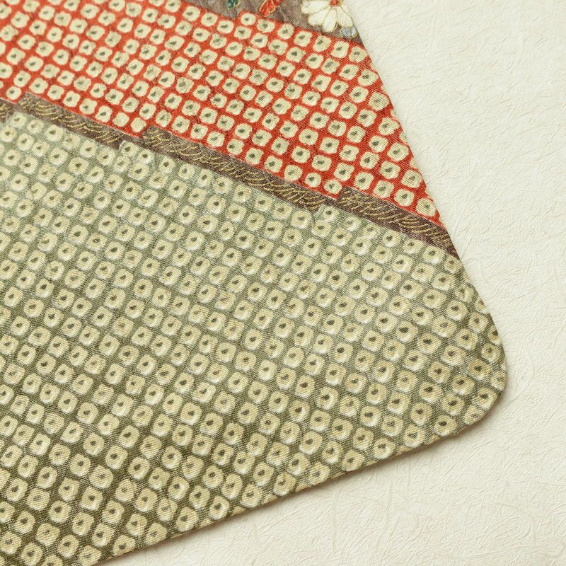 単衣 小紋 ふくれ織 良品 正絹 古典柄 単衣仕立て 身丈158.5cm 裄丈66cm 着物 多色使い_画像15