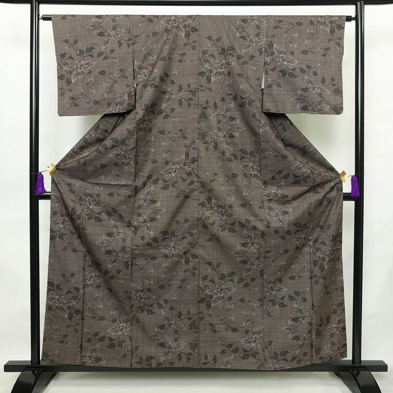 大島紬 良品 創匠きゅうの 古代染色純泥染 証紙あり 正絹 木の葉・植物