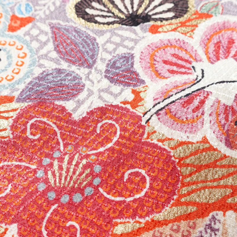 訪問着 美品 正絹 花柄 袷仕立て 身丈158.5cm 裄丈65cm 箔 金彩 フォーマル 華やか 着物 ピンク_画像8