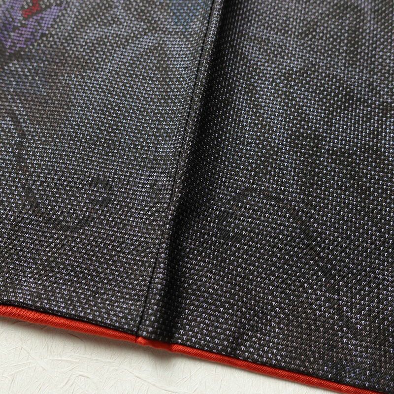 大島紬 良品 証紙あり 正絹 木の葉・植物柄 袷仕立て 身丈166.5cm 裄丈66.5cm 着物 紫・藤色_画像11