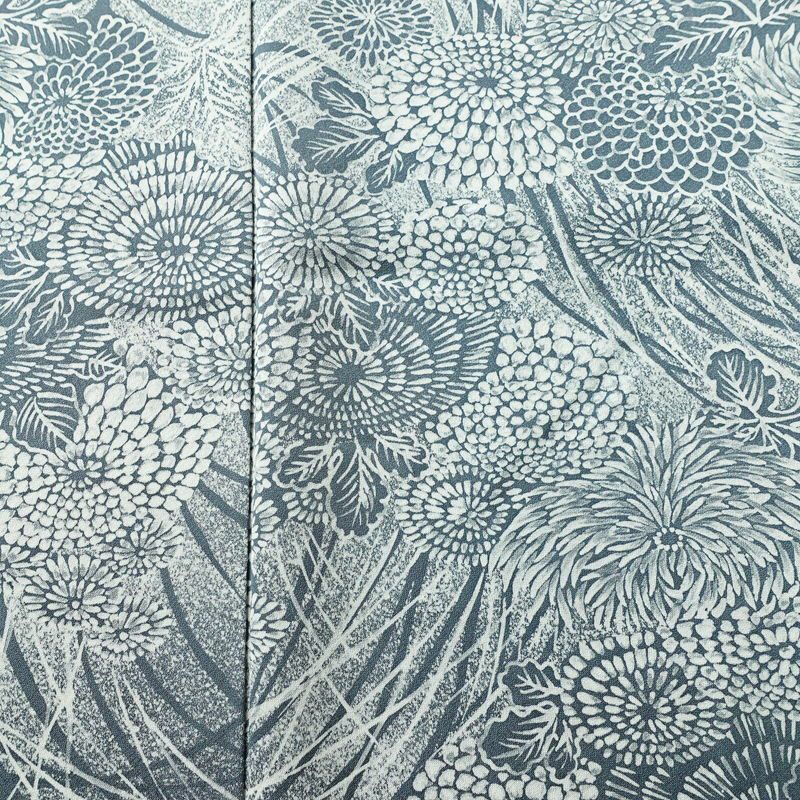 小紋 良品 しつけ糸付き 正絹 花柄 袷仕立て 身丈167cm 裄丈68.5cm 着物 青・紺_画像6