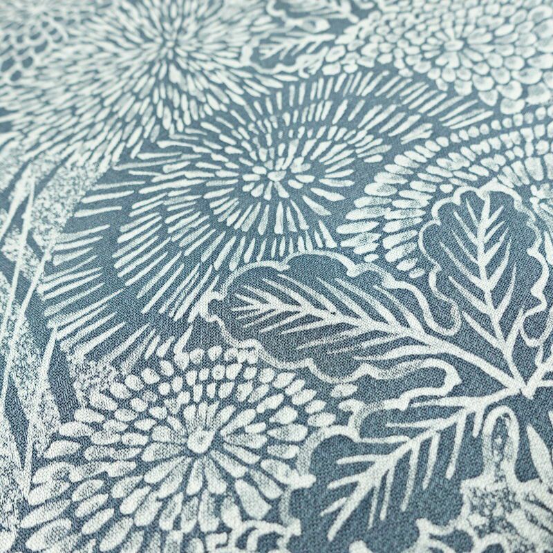 小紋 良品 しつけ糸付き 正絹 花柄 袷仕立て 身丈167cm 裄丈68.5cm 着物 青・紺_画像8