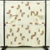 盛夏 良品 夏用 小紋 絽 正絹 幾何学柄・抽象柄 単衣仕立て 身丈157cm 裄丈65.5cm 着物 クリーム_画像1