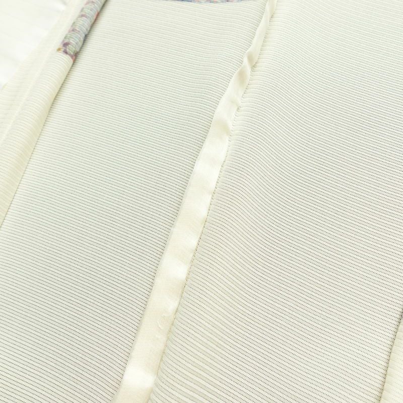 盛夏 良品 夏用 小紋 絽 正絹 幾何学柄・抽象柄 単衣仕立て 身丈157cm 裄丈65.5cm 着物 クリーム_画像19