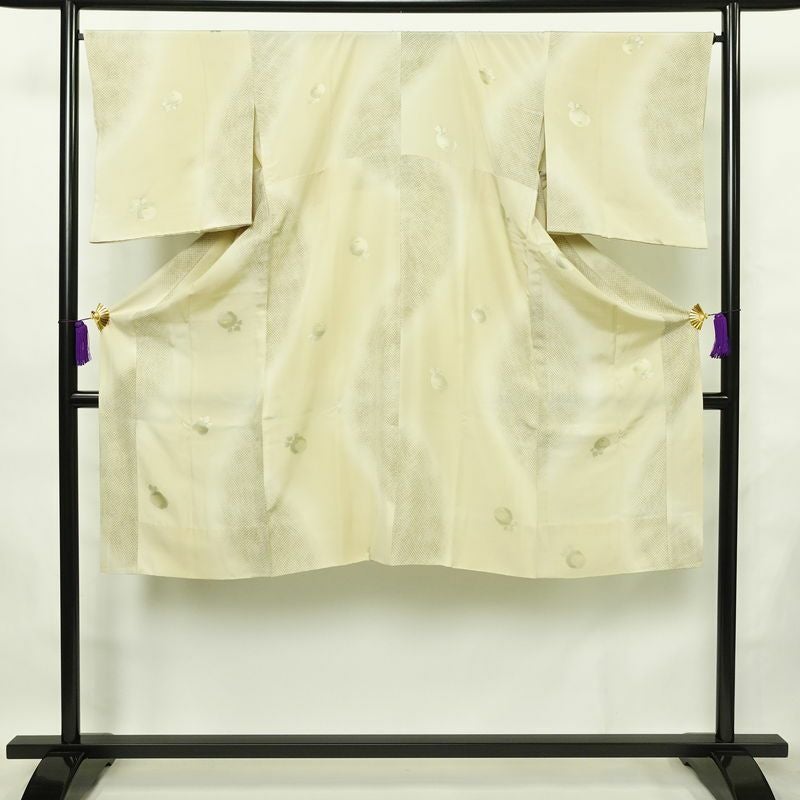 長襦袢 良品 正絹 花柄 袖無双・胴抜き 身丈123.5cm 裄丈67cm ベージュ_画像1