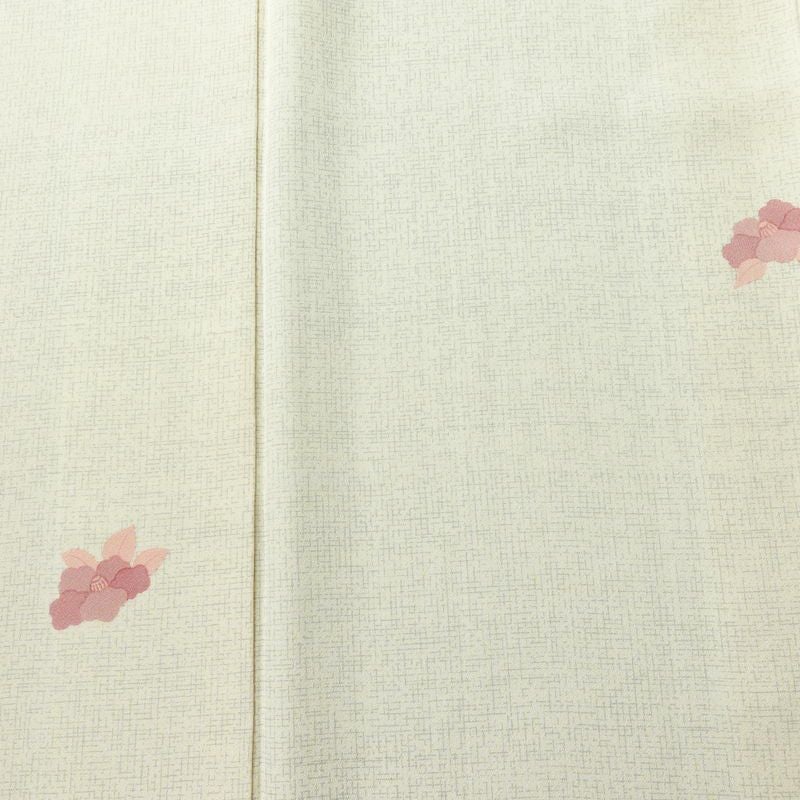 小紋 良品 飛び柄 正絹 花柄 袷仕立て 身丈158cm 裄丈65.5cm 着物 クリーム_画像6