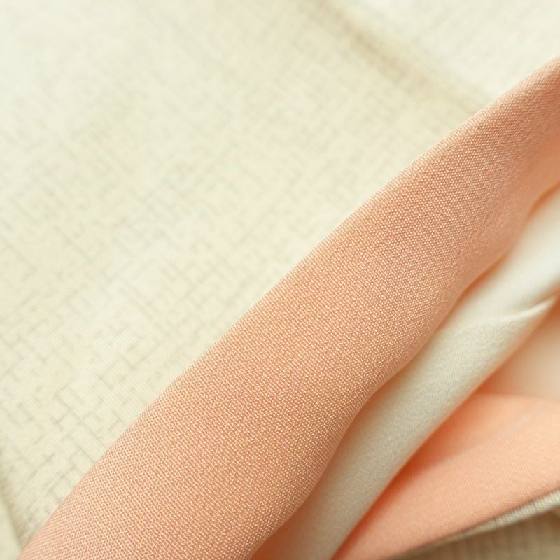 小紋 良品 飛び柄 正絹 花柄 袷仕立て 身丈158cm 裄丈65.5cm 着物 クリーム_画像15