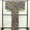 小紋 三田村環 落款入り 総柄 正絹 古典柄 袷仕立て 身丈165.5cm 裄丈70.5cm 菊 金彩 着物 青・紺_画像2