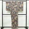 小紋 良品 総柄 正絹 花柄 袷仕立て 身丈158.5cm 裄丈64.5cm 箔 金彩 着物 紫・藤色_画像2