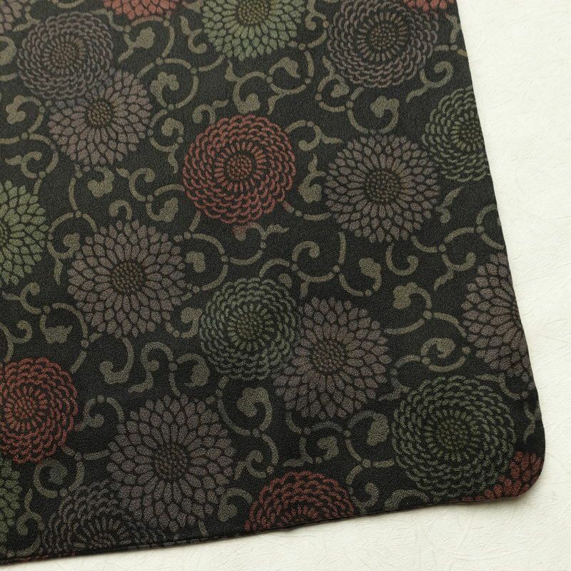 小紋 良品 総柄 正絹 花柄 袷仕立て 身丈156cm 裄丈65cm 菊 着物 黒_画像15