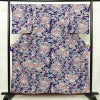 小紋 良品 縮緬 総柄 正絹 袷仕立て 身丈158cm 裄丈67.5cm 着物 青・紺_画像1