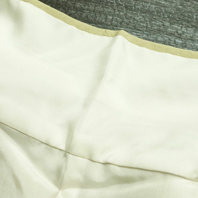 付け下げ 落款入り 縮緬 絞り 一つ紋付き 正絹 木の葉・植物柄 袷仕立て 身丈161.5cm 裄丈64.5cm 金彩 フォーマル 着物 黄・黄土色_画像20