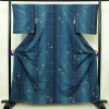 紬 美品 しつけ糸付き セット品 正絹 蝶・昆虫柄 袷仕立て 身丈161cm 裄丈67cm 着物 青・紺_画像1