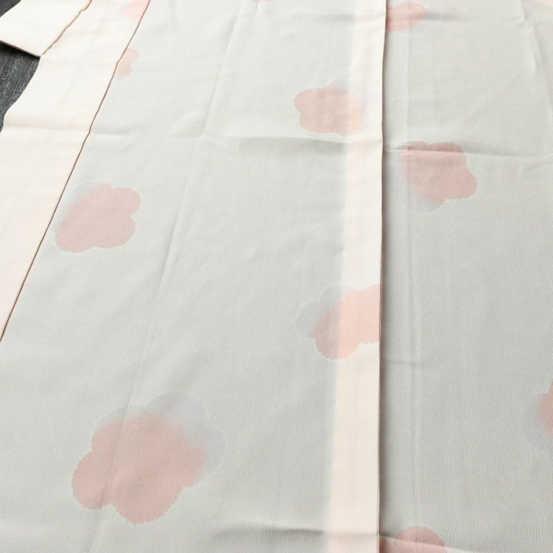 長襦袢 美品 しつけ糸付き 縮緬 正絹 花柄 袖無双・胴抜き 身丈134.5cm 裄丈65.5cm ピンク_画像5