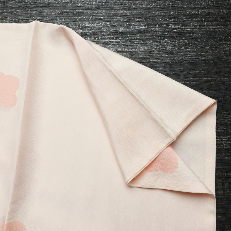 長襦袢 美品 しつけ糸付き 縮緬 正絹 花柄 袖無双・胴抜き 身丈134.5cm 裄丈65.5cm ピンク_画像13