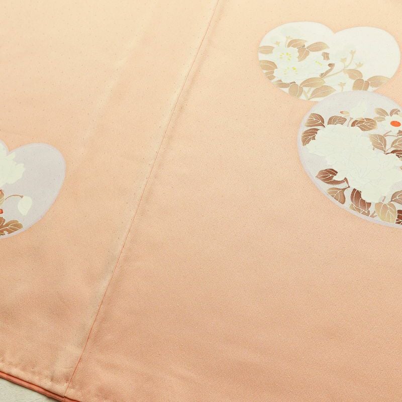 訪問着 良品 正絹 木の葉・植物柄 袷仕立て 身丈156.5cm 裄丈65.5cm 刺繍 フォーマル 着物 ピンク_画像12