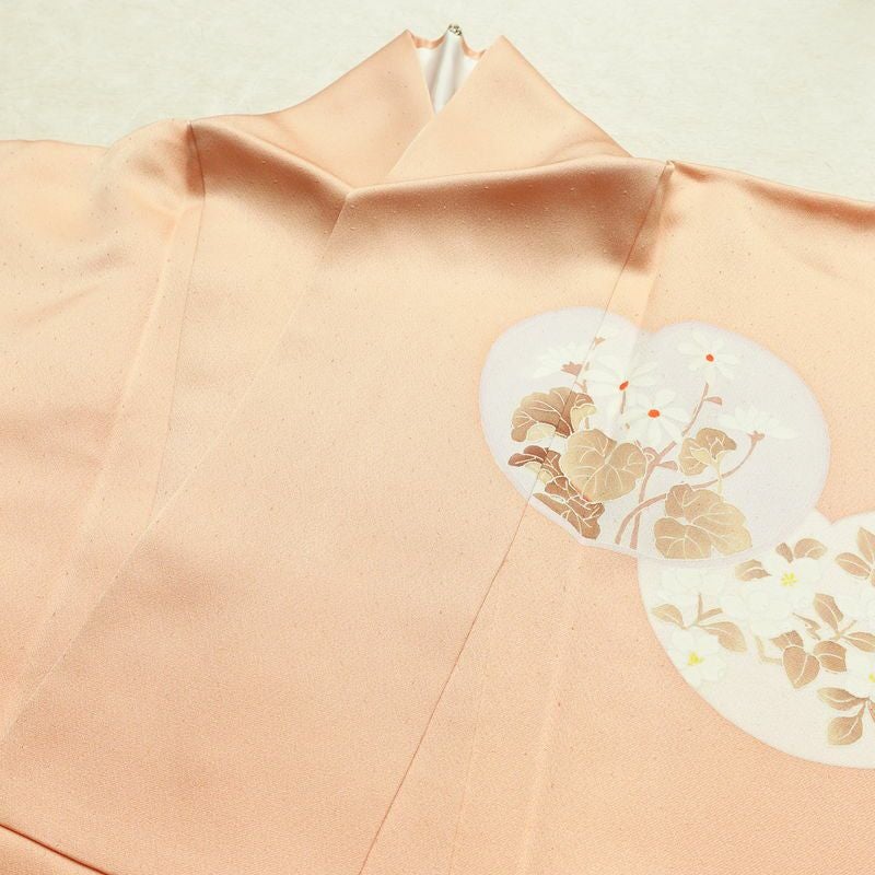 訪問着 良品 正絹 木の葉・植物柄 袷仕立て 身丈156.5cm 裄丈65.5cm 刺繍 フォーマル 着物 ピンク_画像16