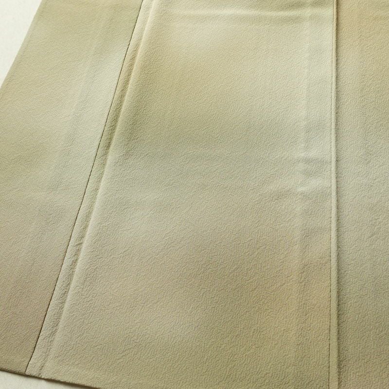 単衣 色無地 良品 縮緬 一つ紋付き 正絹 その他の柄 単衣仕立て 身丈160cm 裄丈66.5cm フォーマル 着物 ぼかし ベージュ_画像4