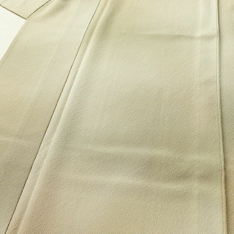 単衣 色無地 良品 縮緬 一つ紋付き 正絹 その他の柄 単衣仕立て 身丈160cm 裄丈66.5cm フォーマル 着物 ぼかし ベージュ_画像5