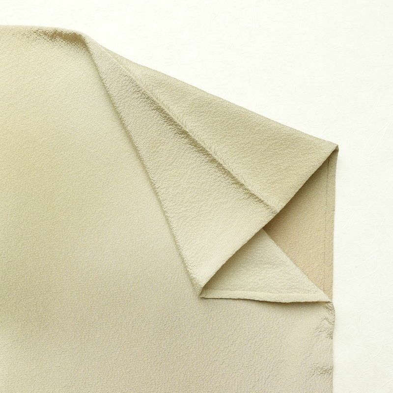 単衣 色無地 良品 縮緬 一つ紋付き 正絹 その他の柄 単衣仕立て 身丈160cm 裄丈66.5cm フォーマル 着物 ぼかし ベージュ_画像14