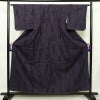 紬 美品 しつけ糸付き 正絹 縞柄・線柄 袷仕立て 身丈158cm 裄丈64cm 着物 紫・藤色_画像1