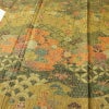 小紋 良品 しつけ糸付き 総柄 付下小紋 正絹 木の葉・植物柄 袷仕立て 身丈165.5cm 裄丈65.5cm 金彩 着物 黄・黄土色_画像5