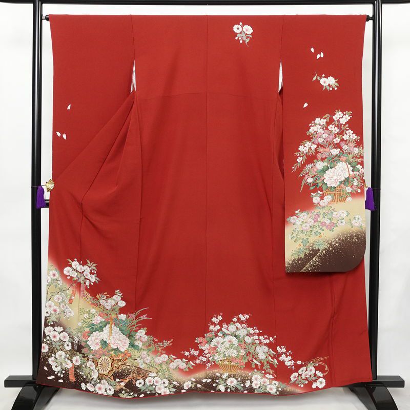 振袖 良品 金駒刺繍 正絹 古典柄 袷仕立て 身丈166.5cm 裄丈66.5cm