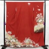 振袖 縮緬 正絹 花柄 袷仕立て 身丈159.5cm 裄丈65.5cm 箔 金彩 フォーマル 二十歳 着物 赤・朱_画像1