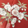 振袖 縮緬 正絹 花柄 袷仕立て 身丈159.5cm 裄丈65.5cm 箔 金彩 フォーマル 二十歳 着物 赤・朱_画像7
