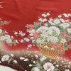 振袖 縮緬 正絹 花柄 袷仕立て 身丈159.5cm 裄丈65.5cm 箔 金彩 フォーマル 二十歳 着物 赤・朱_画像13