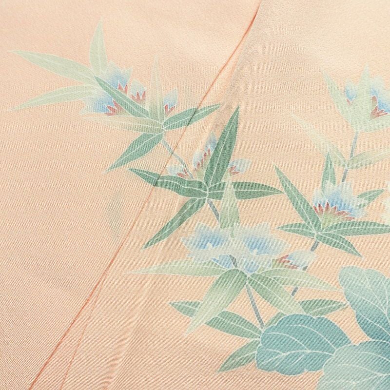 訪問着 加賀友禅 良品 落款入り 浜ちりめん 縮緬 正絹 花柄 袷仕立て 身丈160.5cm 裄丈65cm 一部しつけ糸付き 共八掛 フォーマル 着物 ピンク_画像17