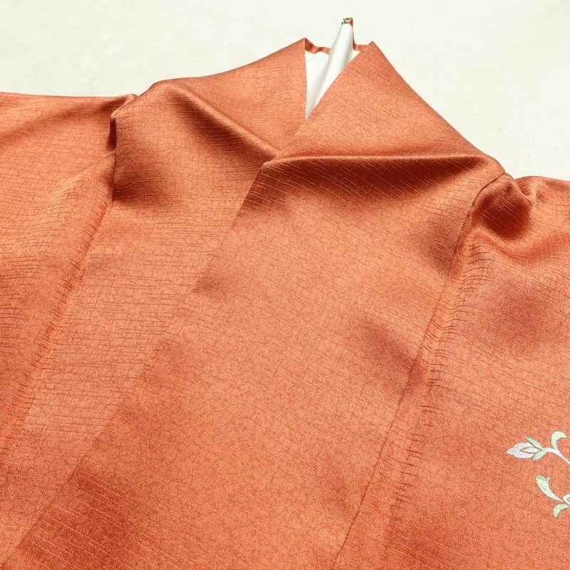 付け下げ 良品 正絹 古典柄 袷仕立て 身丈164.5cm 裄丈68cm 箔 フォーマル 着物 橙_画像17