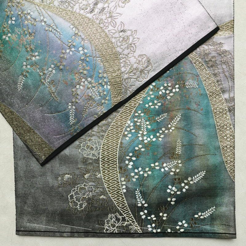 袋帯 六通柄 フォーマル用 正絹 花柄 箔 金糸 帯 金・銀_画像13
