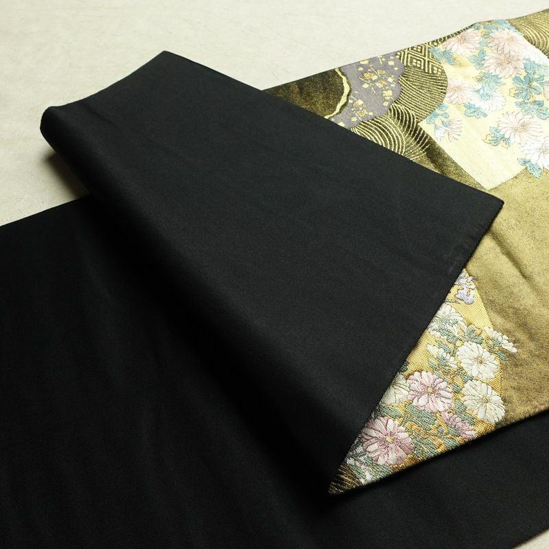 袋帯 六通柄 フォーマル用 正絹 古典柄 箔 帯 黒_画像9