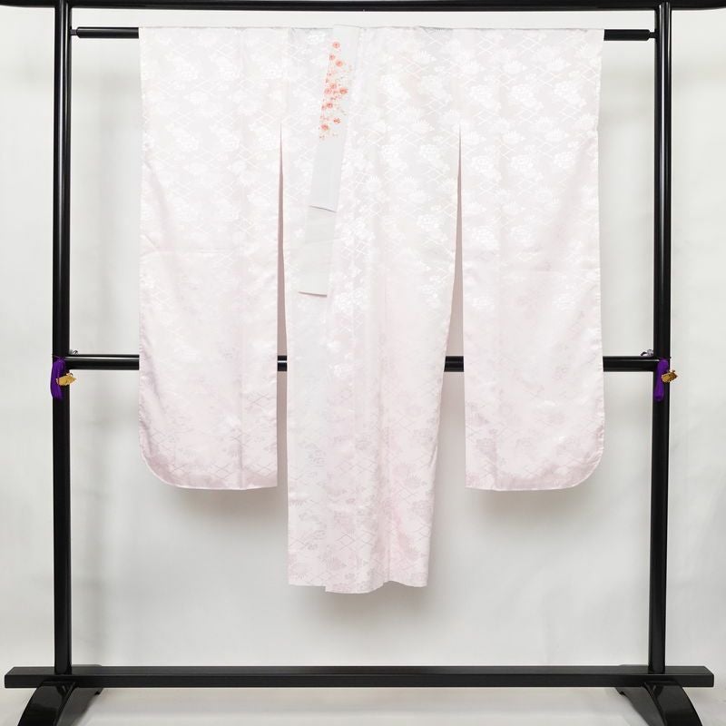振袖 セット品 正絹 花柄 袷仕立て 身丈166.5cm 裄丈67.5cm 金彩 フォーマル 二十歳 着物 ピンク_画像4