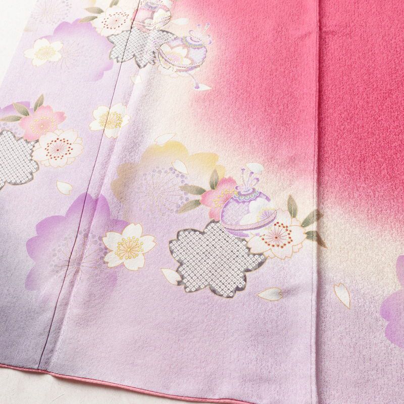 振袖 セット品 正絹 花柄 袷仕立て 身丈166.5cm 裄丈67.5cm 金彩 フォーマル 二十歳 着物 ピンク_画像5