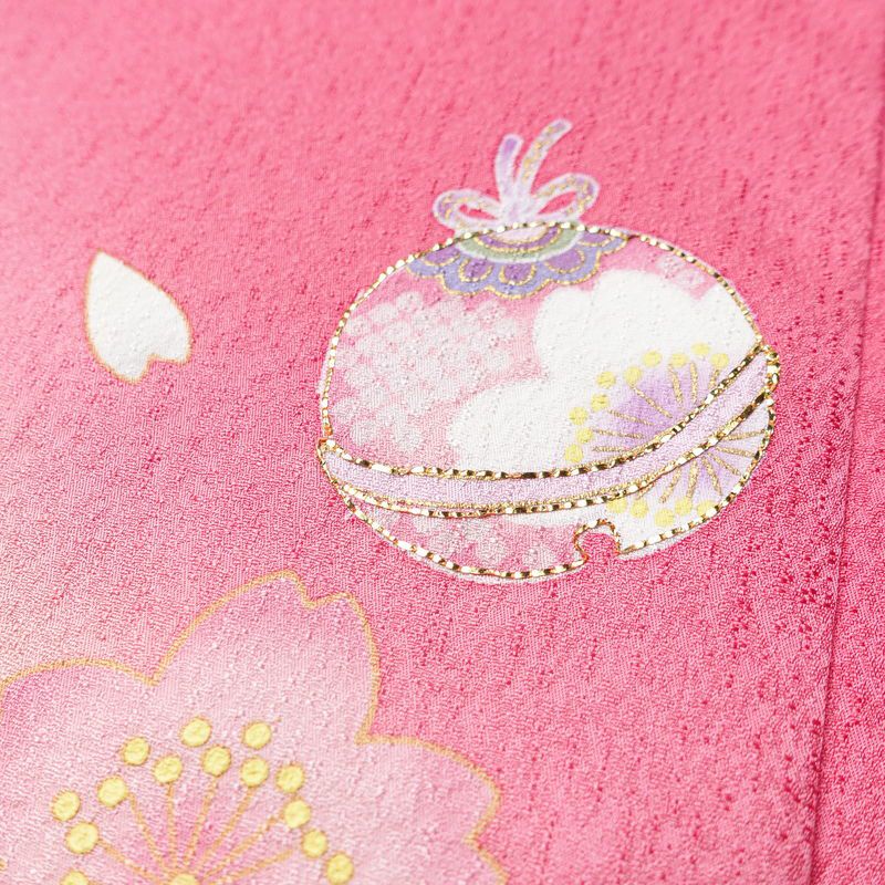 振袖 セット品 正絹 花柄 袷仕立て 身丈166.5cm 裄丈67.5cm 金彩 フォーマル 二十歳 着物 ピンク_画像9