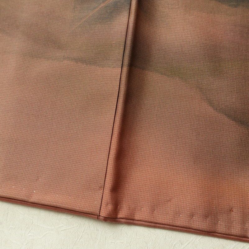 付け下げ 良品 落款入り 紬地 正絹 風景柄 袷仕立て 身丈155cm 裄丈64cm 一部しつけ糸付き フォーマル ぼかし 着物 橙_画像12