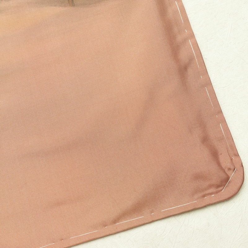 付け下げ 良品 落款入り 紬地 正絹 風景柄 袷仕立て 身丈155cm 裄丈64cm 一部しつけ糸付き フォーマル ぼかし 着物 橙_画像17