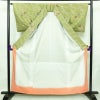 小紋 良品 ポリエステル 花柄 袷仕立て 身丈160cm 裄丈64cm 金彩 着物 緑・うぐいす色_画像3