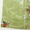 小紋 良品 ポリエステル 花柄 袷仕立て 身丈160cm 裄丈64cm 金彩 着物 緑・うぐいす色_画像13