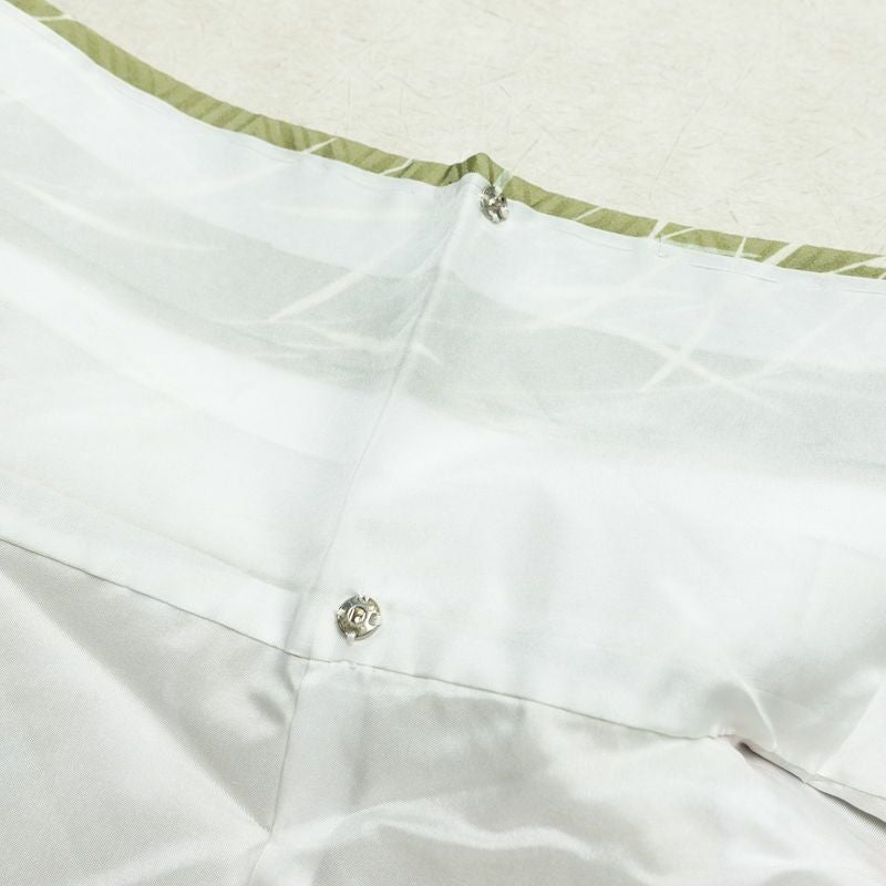 小紋 良品 ポリエステル 花柄 袷仕立て 身丈160cm 裄丈64cm 金彩 着物 緑・うぐいす色_画像19