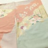 訪問着 良品 縮緬 絞り 一つ紋付き 正絹 花柄 袷仕立て 身丈162cm 裄丈67cm 箔 菊 フォーマル 着物 ピンク_画像14