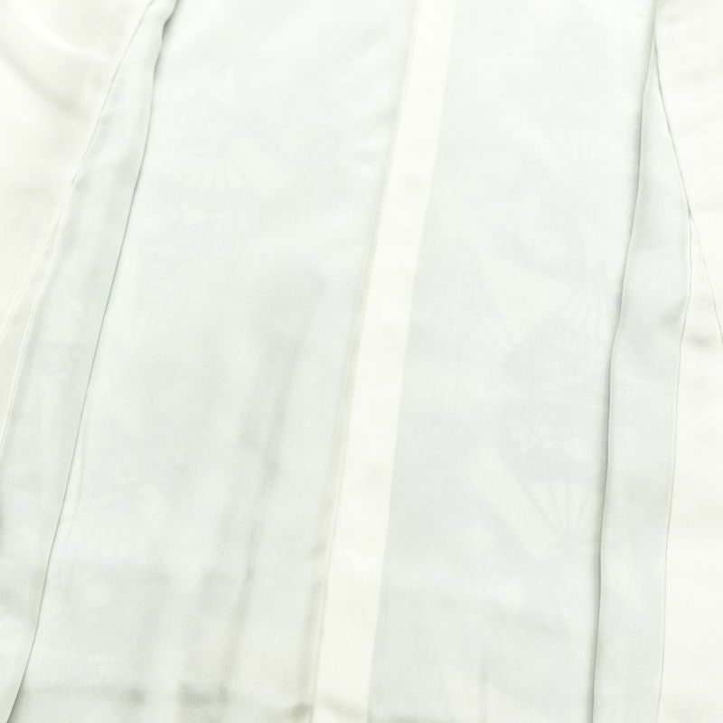 小紋 縮緬 総柄 正絹 古典柄 袷仕立て 身丈160.5cm 裄丈62.5cm 一部しつけ糸付き 扇子 着物 青・紺_画像19