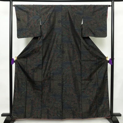 大島紬 良品 証紙なし しつけ糸付き 正絹 古典柄 袷仕立て 身丈159cm 