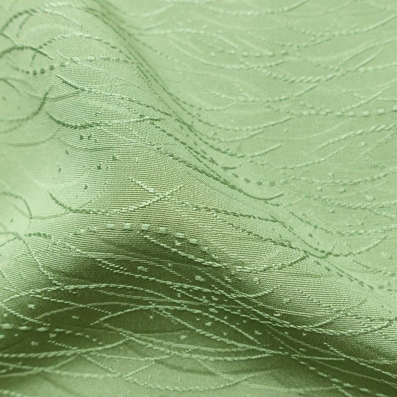 色無地 良品 しつけ糸付き 一つ紋付き 正絹 木の葉・植物柄 袷仕立て 身丈160cm 裄丈65cm フォーマル 着物 露芝 緑・うぐいす色_画像21